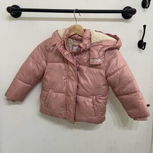 GAP Baby Girls Pink Puffer Jacket with Hood